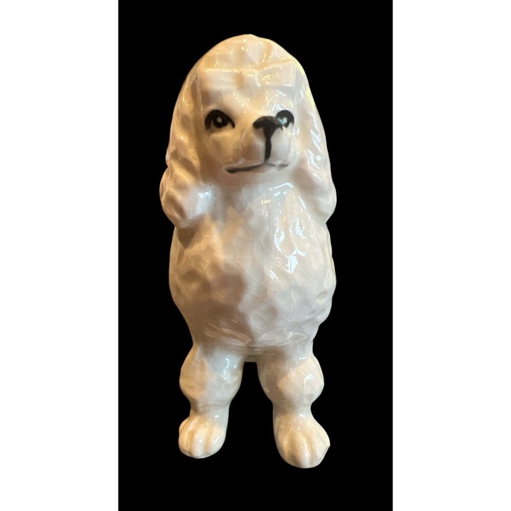 Vintage Porcelain Poodle Figure Sitting Unbranded,‎ MCM Dog Lovers Crazing - Picture 2 of 6